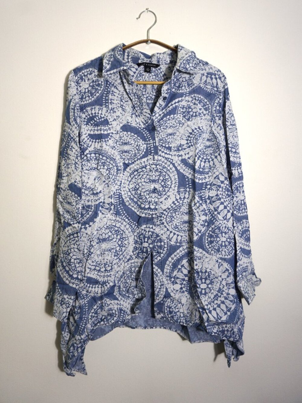 Oversize Cotton Casual Button down Denim Tie Dye - Medium, Zac and Rachel